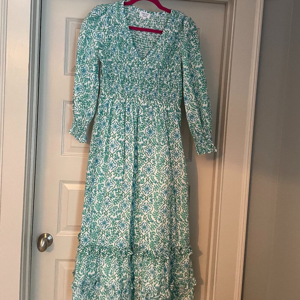Tuckernuck Teal and White Printed Maxi Dress